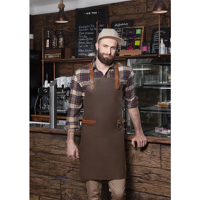 Leder Latzschürze X-Style mit Kreuzträgern mokka