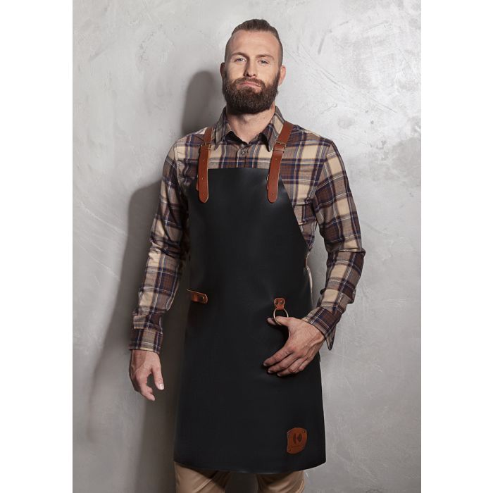 Leder Latzschürze X-Style mit Kreuzträgern schwarz