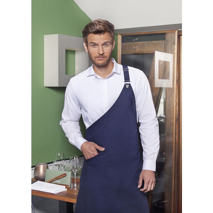 Asymmetrische Latzschürze Classic mit Tasche marine