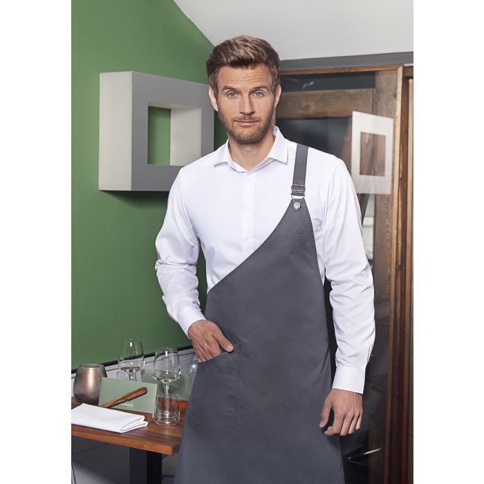 Asymmetrische Latzschürze Classic mit Tasche anthrazit