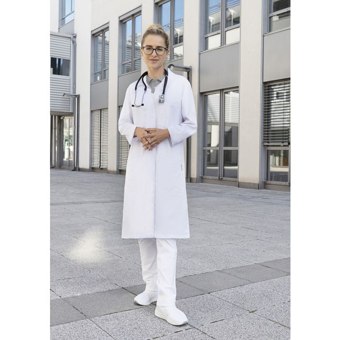 Damen Arzt- und Labormantel Modern-Shape mit Stehkragen weiß
