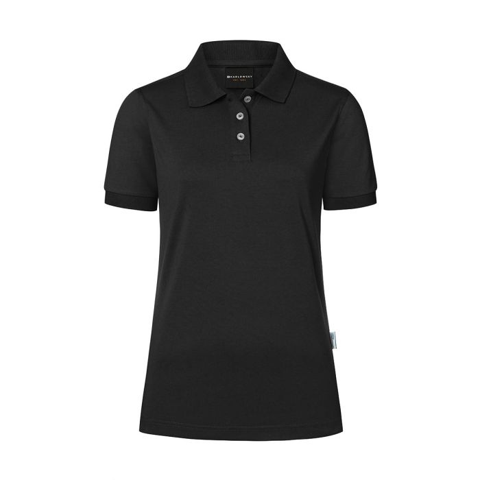 Damen Workwear Poloshirt Modern-Flair, aus nachhaltigem Material schwarz