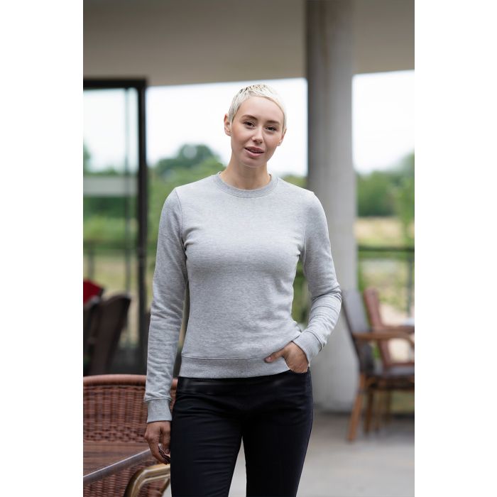 Damen Workwear Sweatshirt Soft-Face, aus nachhaltigem Material platingrau meliert