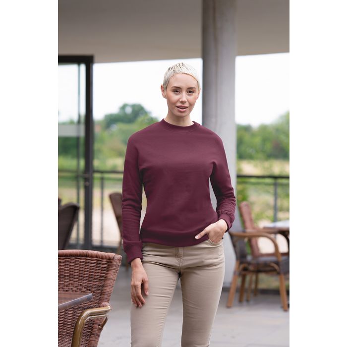 Damen Workwear Sweatshirt Soft-Face, aus nachhaltigem Material aubergine