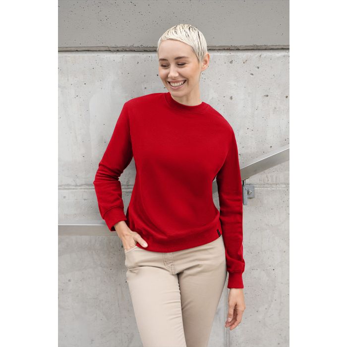 Damen Workwear Sweatshirt Soft-Face, aus nachhaltigem Material rot