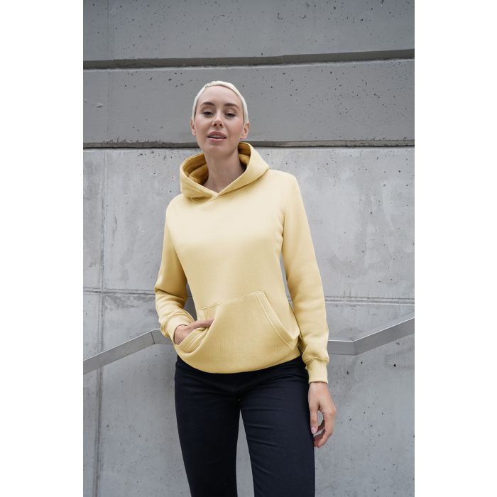 Damen Workwear Sweat Hoodie Soft-Face, aus nachhaltigem Material pastellgelb