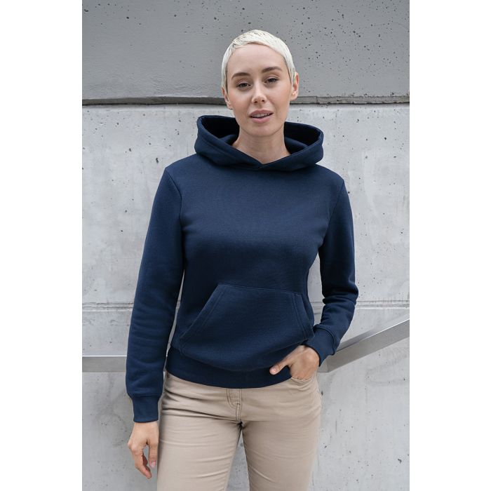 Damen Workwear Sweat Hoodie Soft-Face, aus nachhaltigem Material marine