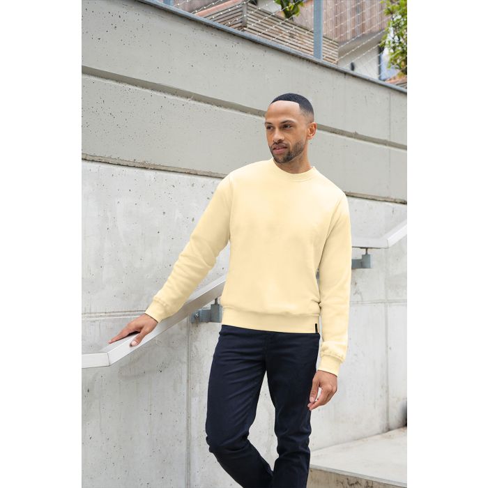 Herren Workwear Sweatshirt Soft-Face, aus nachhaltigem Material pastellgelb