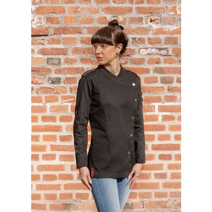 Langarm Damenkochjacke ROCK CHEF®-Stage2 schwarz