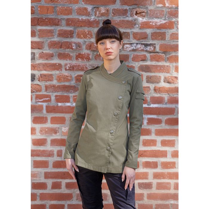 Langarm Damenkochjacke Denim-Style ROCK CHEF®-Stage2 vintage moss green