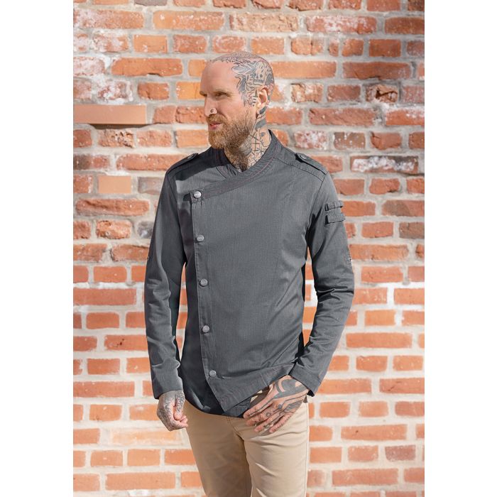 Langarm Herrenkochjacke Denim-Style ROCK CHEF®-Stage2 vintage black