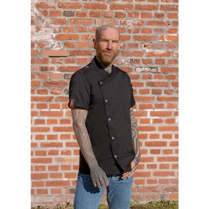 Kurzarm Herrenkochjacke ROCK CHEF®-Stage2 schwarz