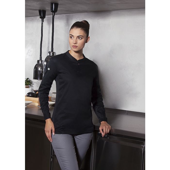 Langarm Damen-Arbeitsshirt Performance schwarz