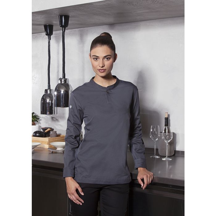Langarm Damen-Arbeitsshirt Performance anthrazit