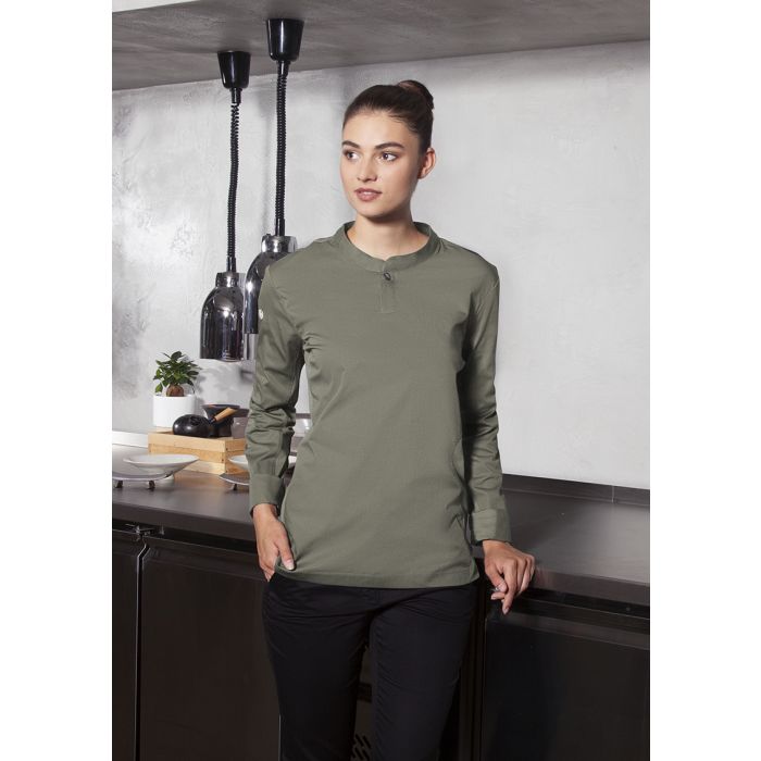 Langarm Damen-Arbeitsshirt Performance salbei