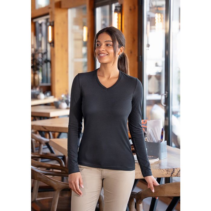 Langarm Damen Workwear Shirt Casual-Flair schwarz