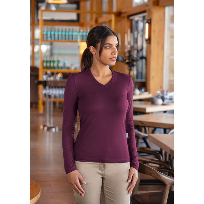 Langarm Damen Workwear Shirt Casual-Flair aubergine