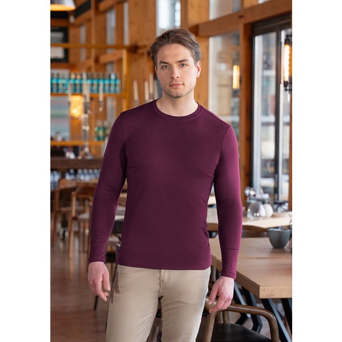 Langarm Herren Workwear Shirt Casual-Flair aubergine