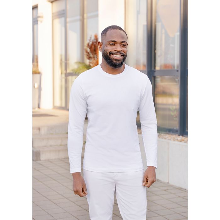 Langarm Herren Workwear Shirt Casual-Flair weiß