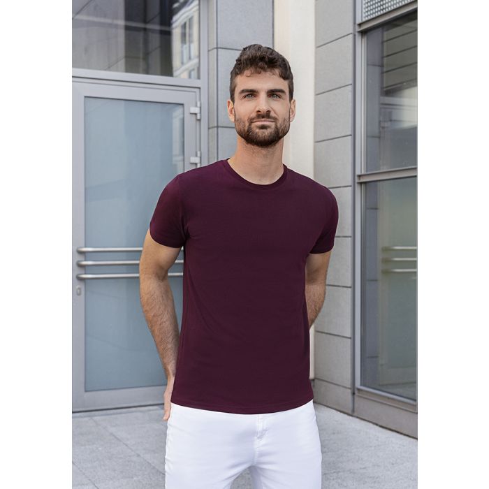 Herren Workwear T-Shirt Casual-Flair, aus nachhaltigem Material aubergine