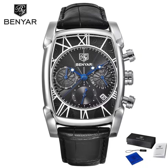 Herren-Armbanduhr Chronograph Executive Tonneau Black