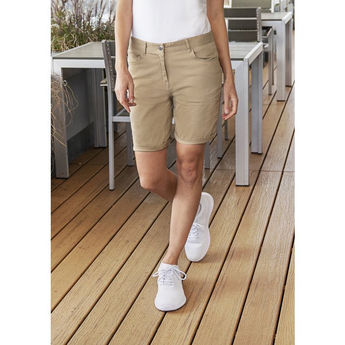 Damen 5-Pocket-Shorts Classic-Stretch kieselbeige
