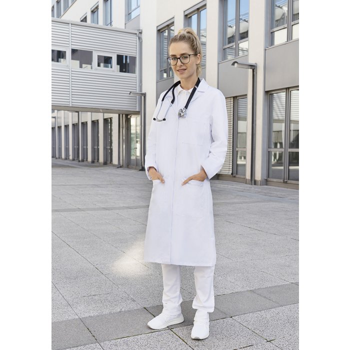 Damen Arzt- und Labormantel Classic-Shape mit Reverskragen weiß