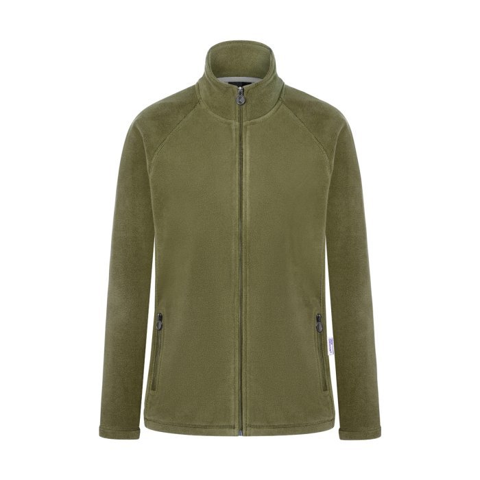 Damen Workwear Fleecejacke Warm-Up, aus nachhaltigem Material moosgrün
