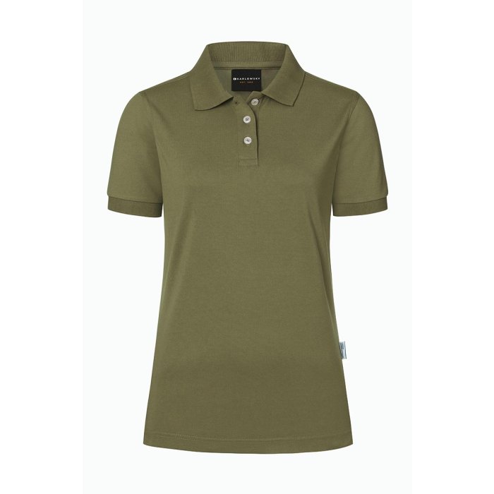 Damen Workwear Poloshirt Modern-Flair, aus nachhaltigem Material moosgrün