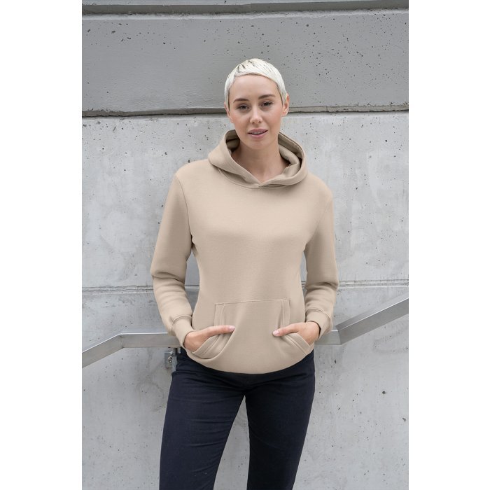 Damen Workwear Sweat Hoodie Soft-Face, aus nachhaltigem Material sand