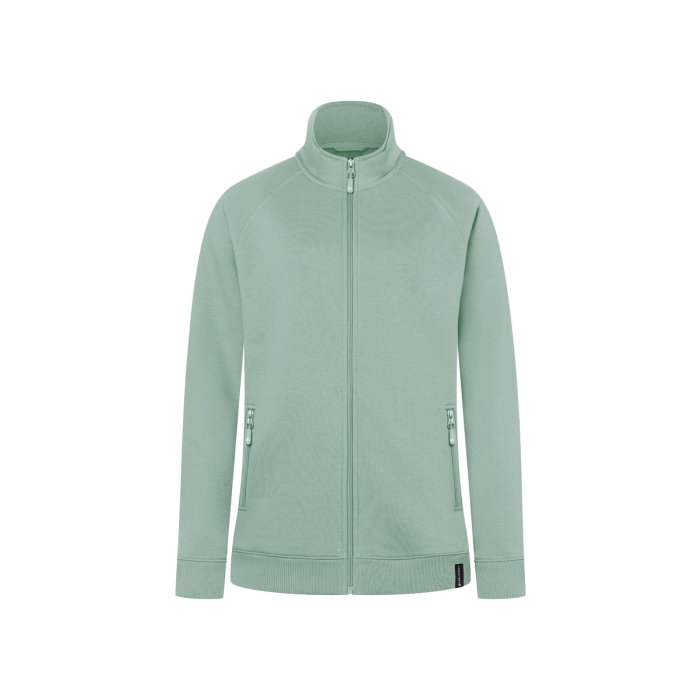 Damen Workwear Sweatjacke Soft-Face, aus nachhaltigem Material pistaziengrün