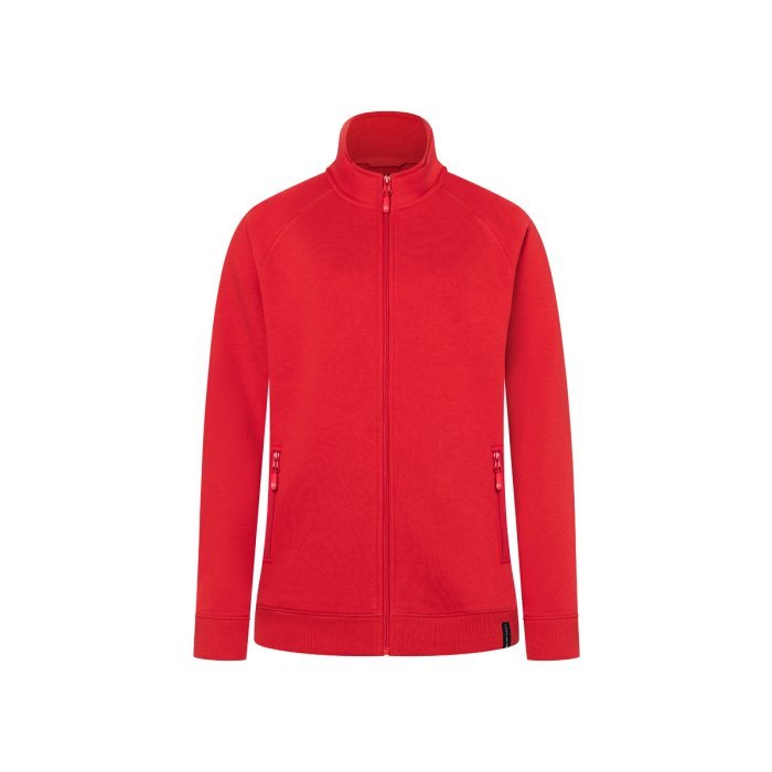 Damen Workwear Sweatjacke Soft-Face, aus nachhaltigem Material rot