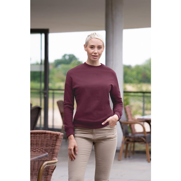 Damen Workwear Sweatshirt Soft-Face, aus nachhaltigem Material aubergine