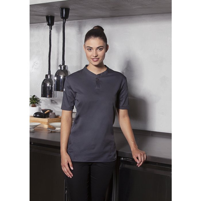 Kurzarm Damen-Arbeitsshirt Performance anthrazit