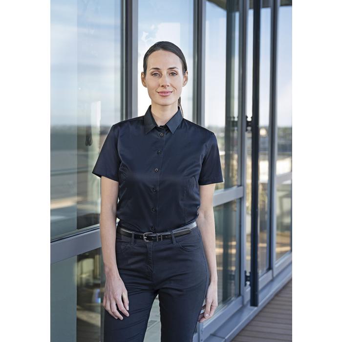 Kurzarm Damenbluse Active-Stretch in Modern-Fit schwarz
