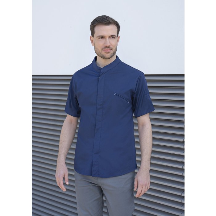Kurzarm Kochjacke Modern-Touch marine