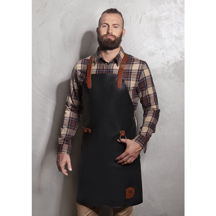 Leder Latzschürze X-Style mit Kreuzträgern schwarz