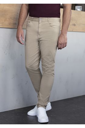 Herren 5-Pocket-Hose Classic-Stretch kieselbeige
