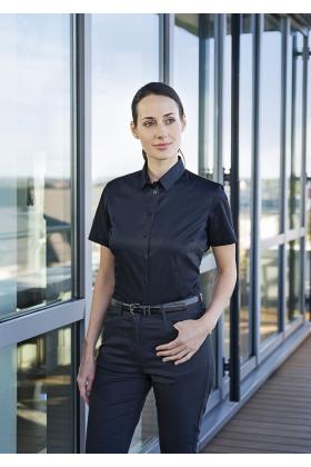 Kurzarm Damenbluse Active-Stretch in Slim-Fit schwarz