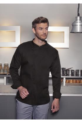 Langarm Überwurf-Kochhemd Basic schwarz